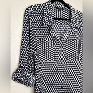 Tommy Hilfiger Navy and White Geometric Shirt